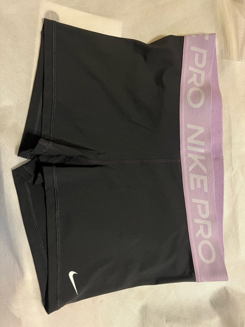 Nike Women's Black Athletic Shorts with Lavender NIKE PRO Waistband